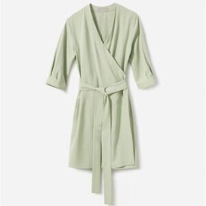 Everlane The Japanese GoWeave Long-Sleeve Mini Wrap Dress in Mint Womens 4/ NWOT